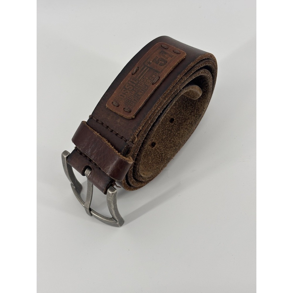 Fossil Mens Leather Belt Brown Size 32 with Silver Tone Buckle MB416120032 1954